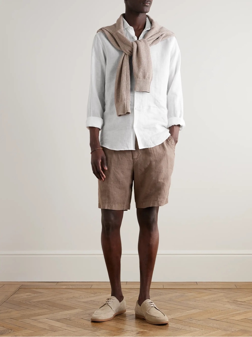 Frescobol Carioca XL 100% linen white long sleeve button down shirt